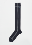Side Line Silk High Socks — Navy