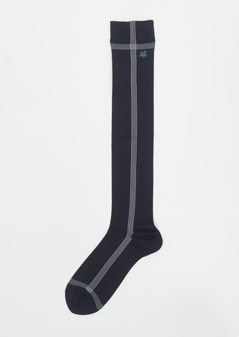 Side Line Silk High Socks — Navy