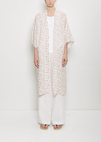 Linen Robe — Summer Flowers
