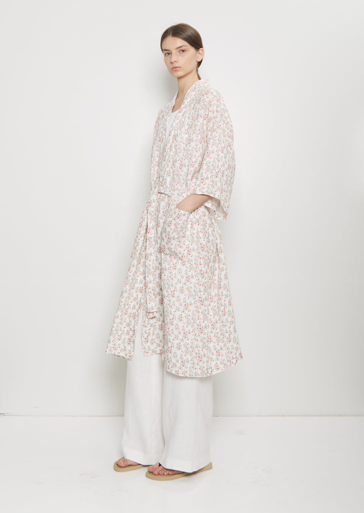Linen Robe — Summer Flowers