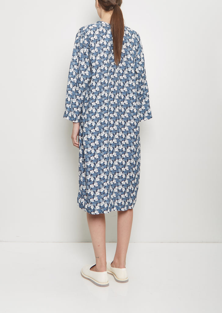 Linen Caftan — Navy Flowers