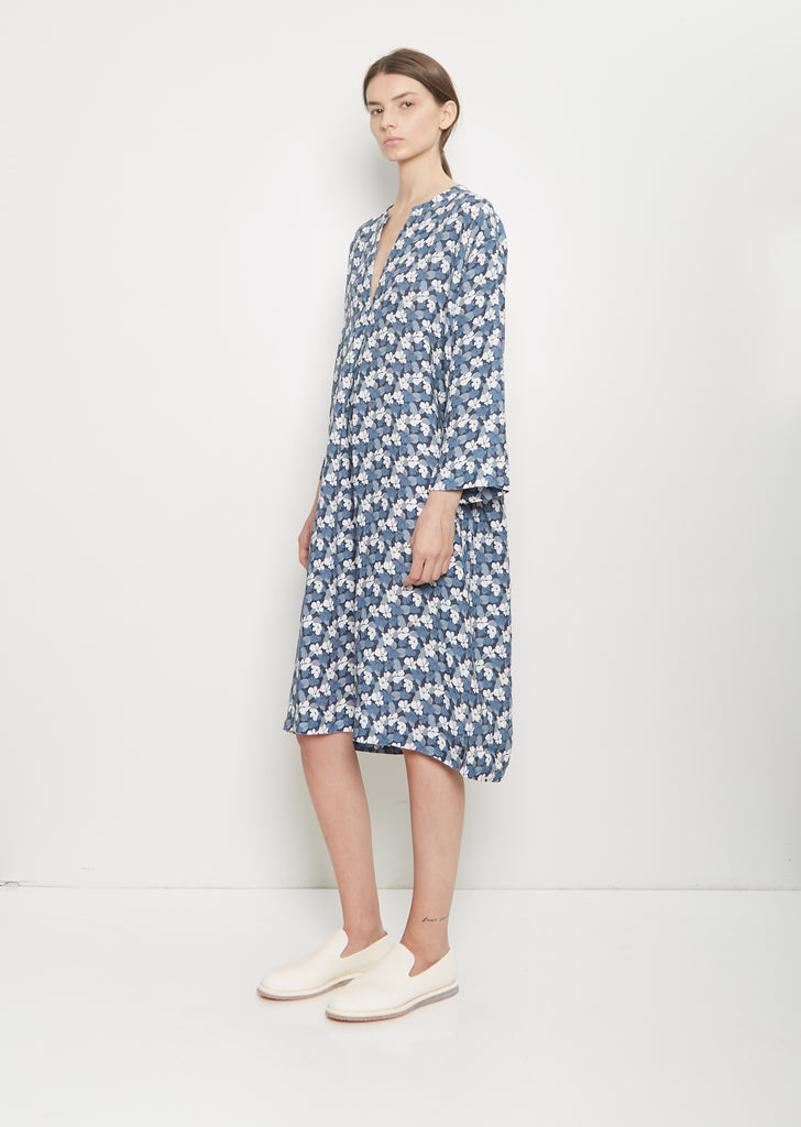 Linen Caftan — Navy Flowers