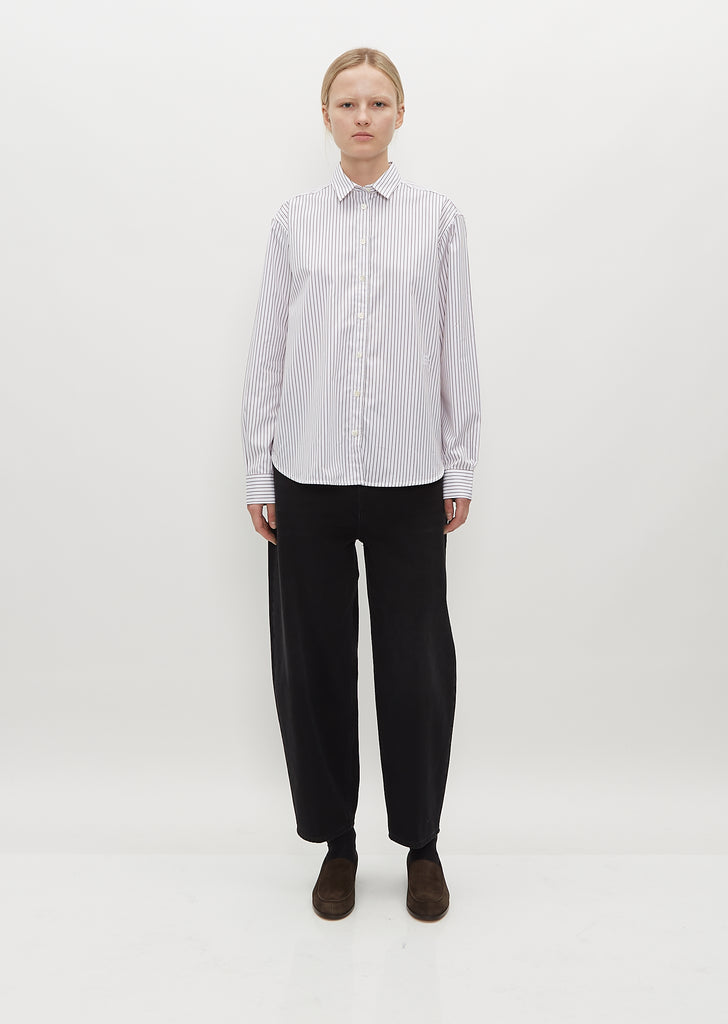 Signature Cotton Shirt — White/Brown