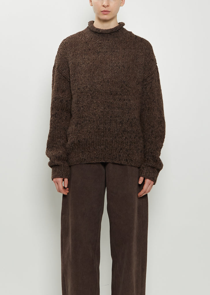 Hand-Knit Alpaca Merino Wool Sweater — Black Paint
