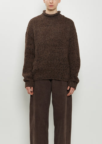 Hand-Knit Alpaca Merino Wool Sweater — Black Paint