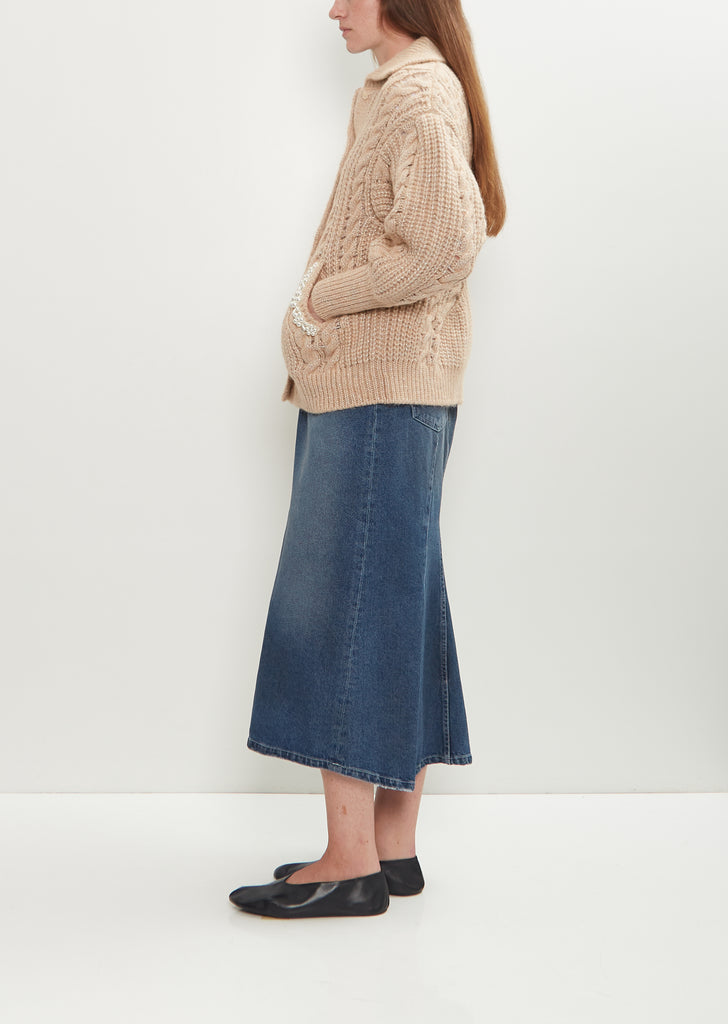 Embellished Sculpted Chunky Knit Cardigan