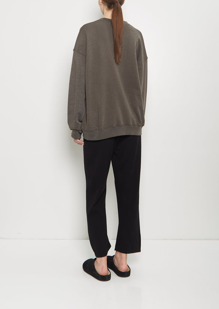 Pima Cotton Terry Crewneck — Washed Black