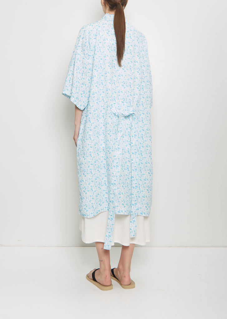 Linen Robe — Blue Flower