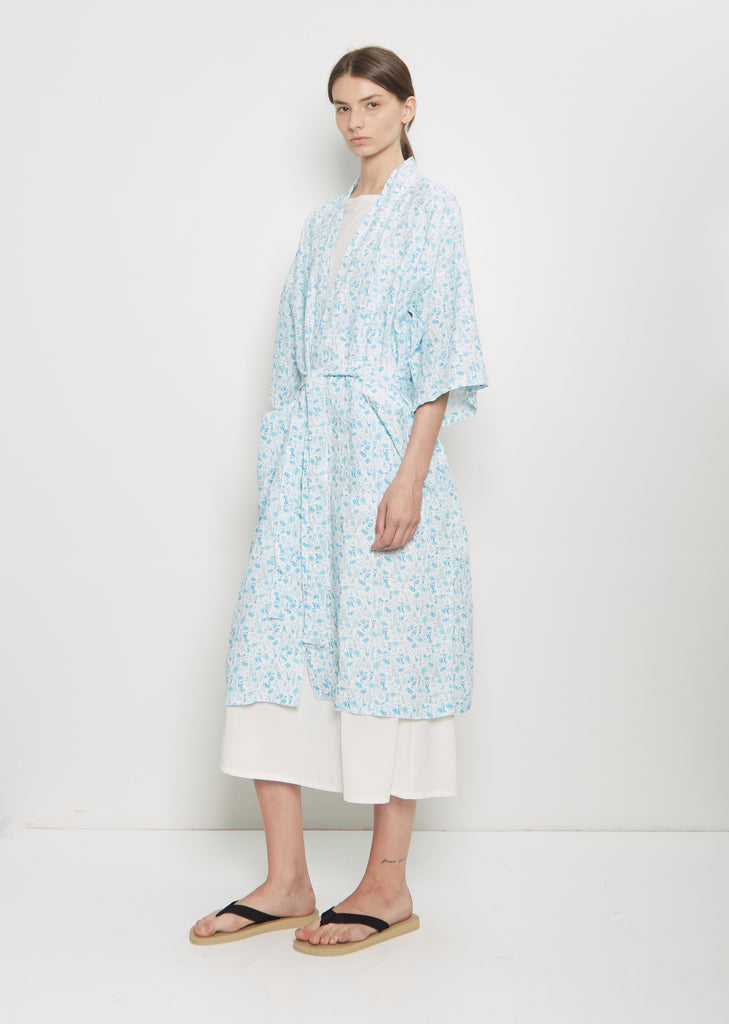 Linen Robe — Blue Flower