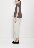 Cotton Popeline V-Neck Top — Cement