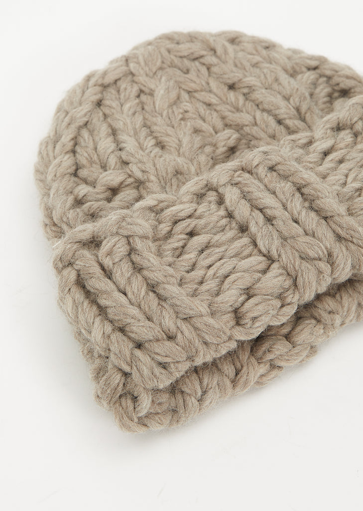 Handknit Wool Chunky Rib Hat — Granite