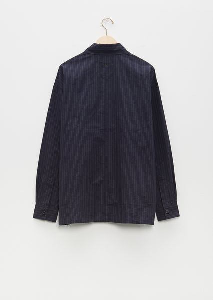 MHL. THIN STRIPE COTTON シャツ ブラウス 長袖 紺 Simple Shirt Thin Stripe Cotton – La Garçonne