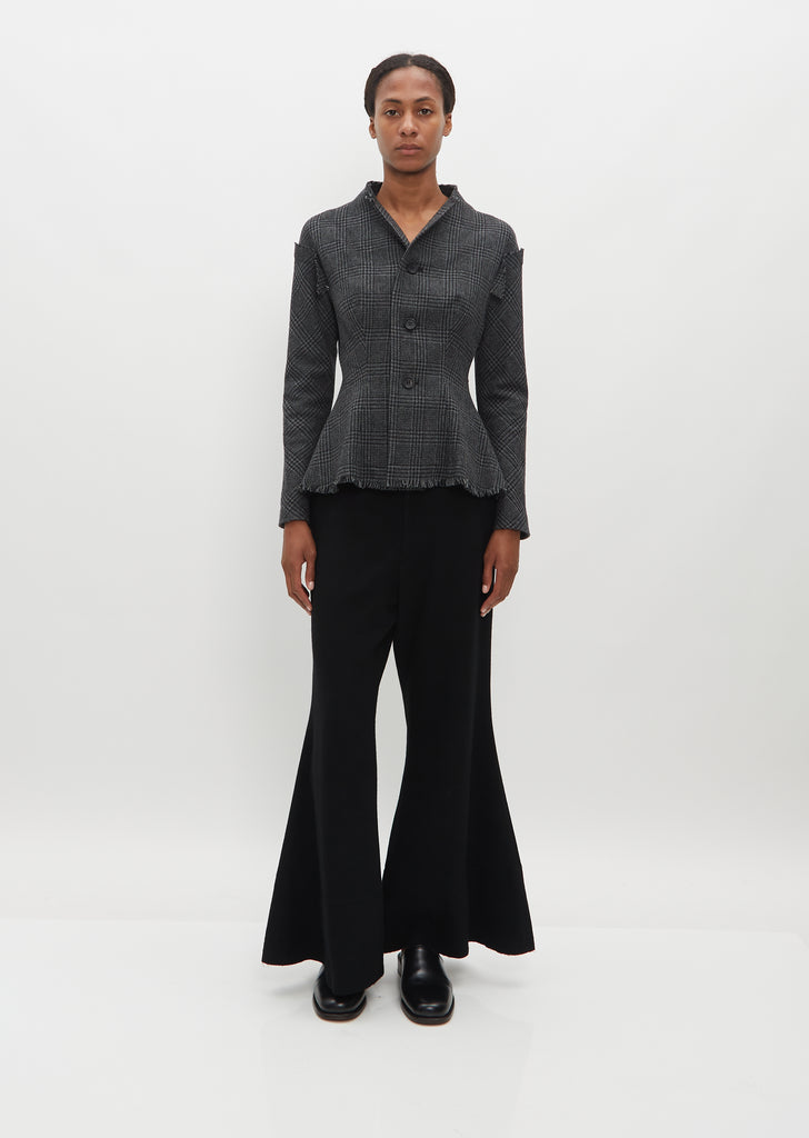 High Neck Wool Check Jacket