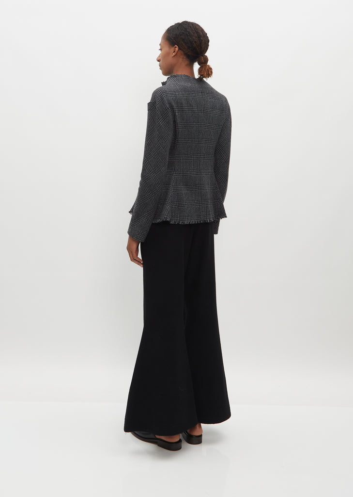 High Neck Wool Check Jacket