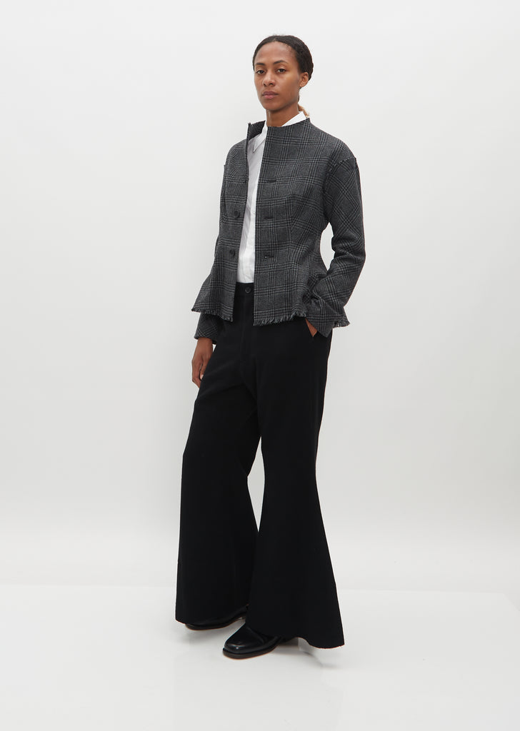 High Neck Wool Check Jacket