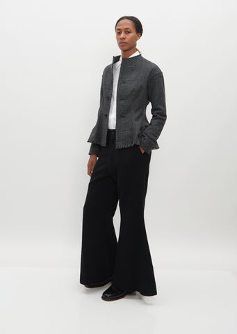 High Neck Wool Check Jacket