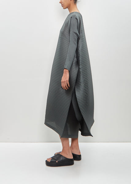 THEREDTHREAD☆S oval pleats dress☆グレー THEREDTHREAD / ザレッドスレッド】S oval pleats dress