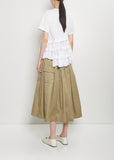 Satin Jersey Ruffle T-Shirt — White
