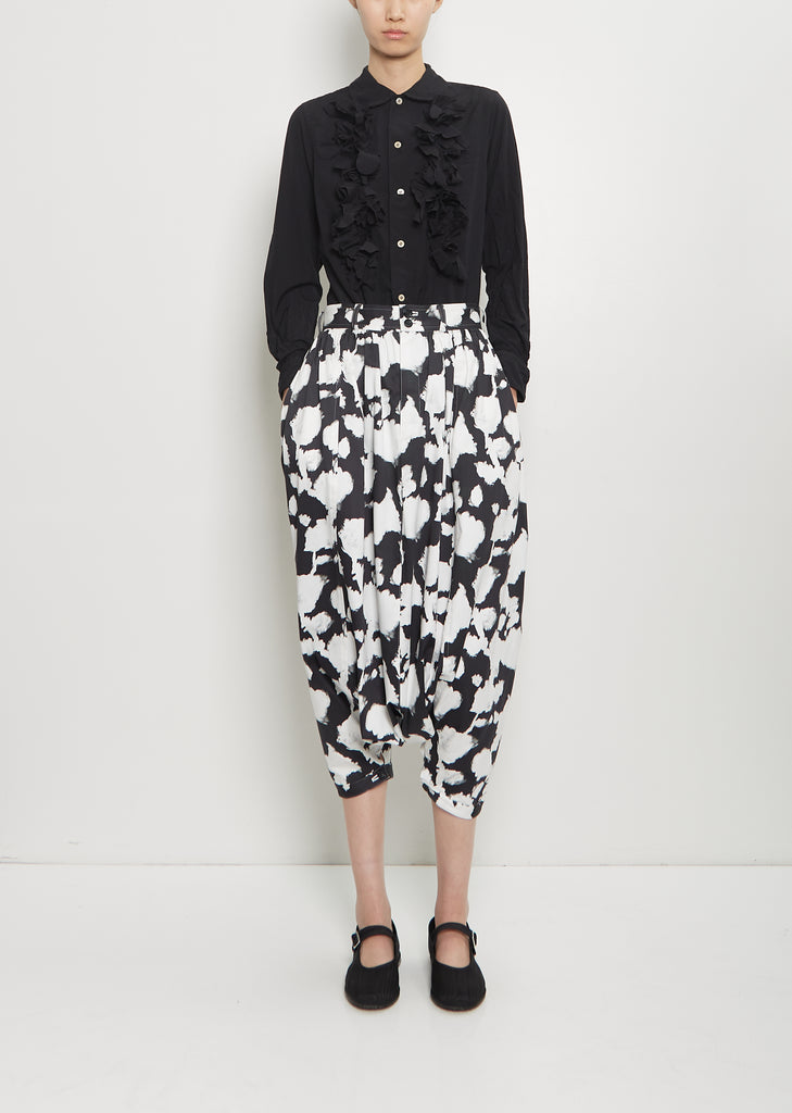 Cotton Satin Pique Floral Skirt Pants