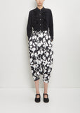 Cotton Satin Pique Floral Skirt Pants