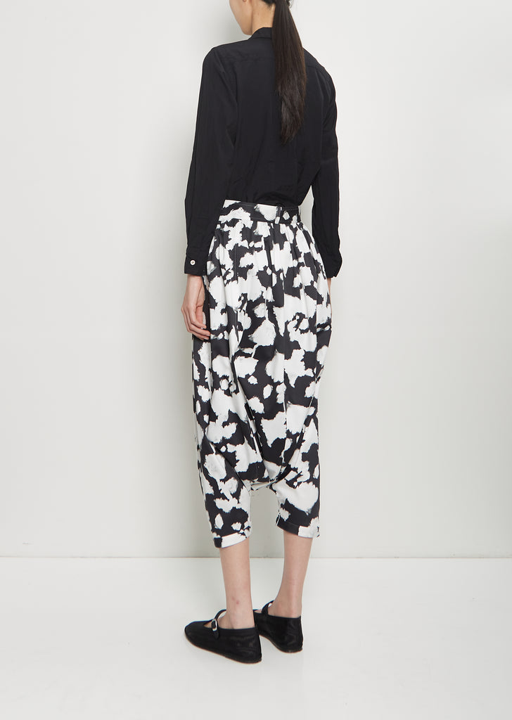 Cotton Satin Pique Floral Skirt Pants