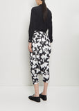 Cotton Satin Pique Floral Skirt Pants