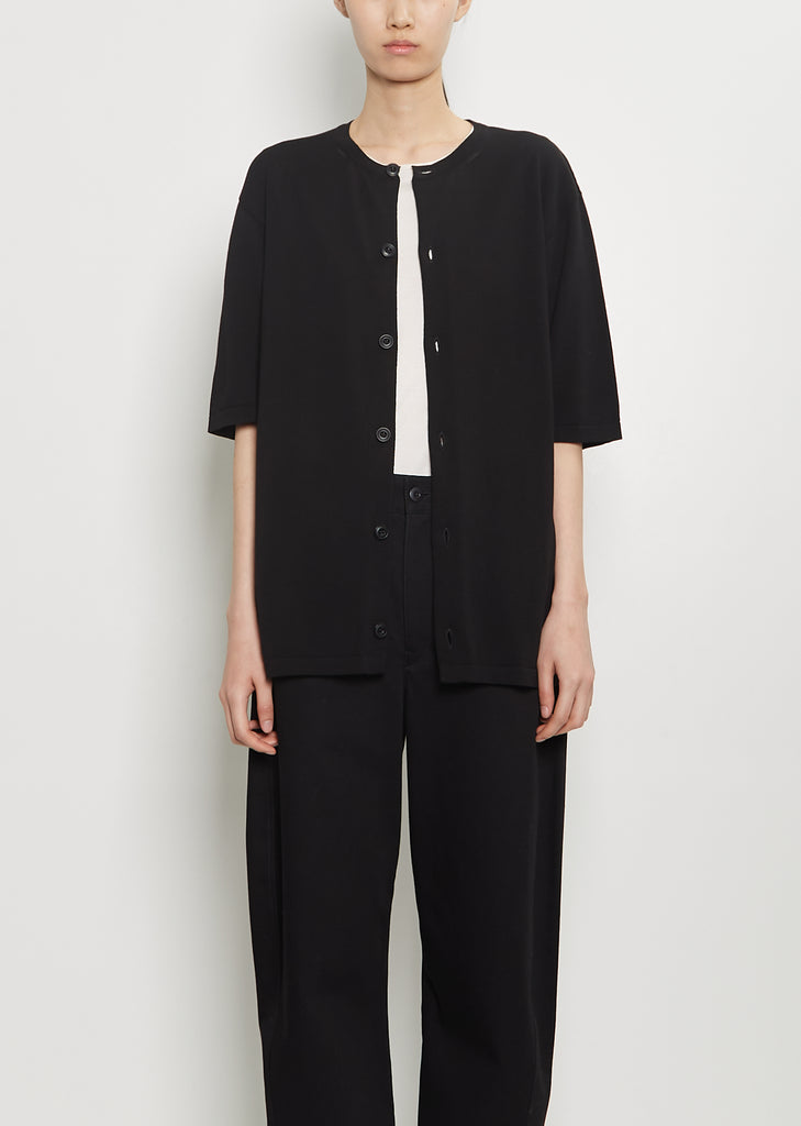 Cotton Short Sleeve Overshirt — Black