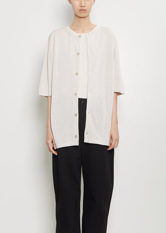 Cotton Short Sleeve Overshirt — Stone Beige Melange