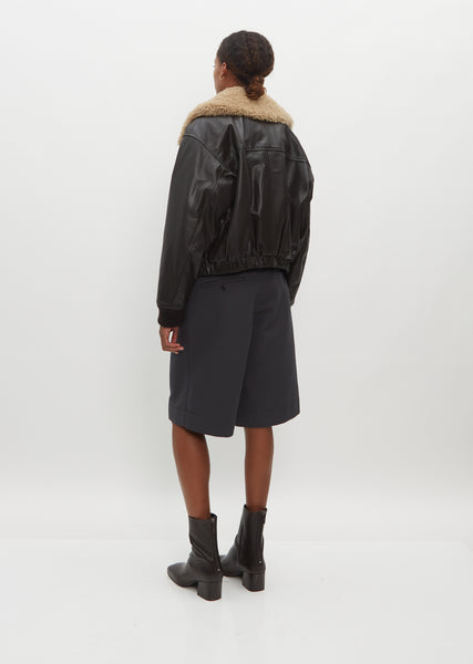 Shearling Collar Leather Jacket – La Garçonne