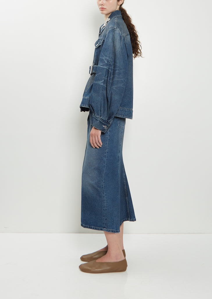 Embellished Belt Detail Sculpted Denim Jacket