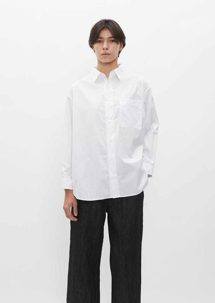 Back Gathered Shirt — White