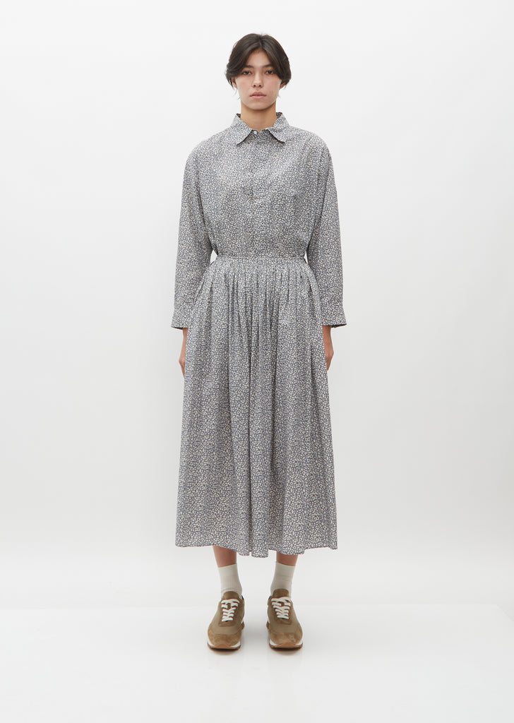Pleated Print Maxi Skirt