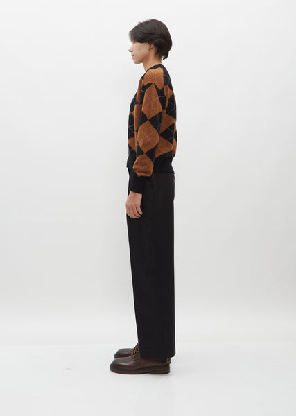 Argyle Merino Cashmere Jumper — Black and Tan – La Garçonne