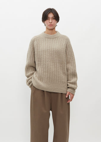 Alpaca and Silk Rib Saddle Crewneck