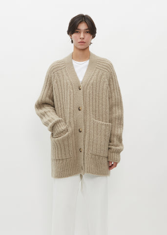 Alpaca and Wool Rib Saddle Cardigan