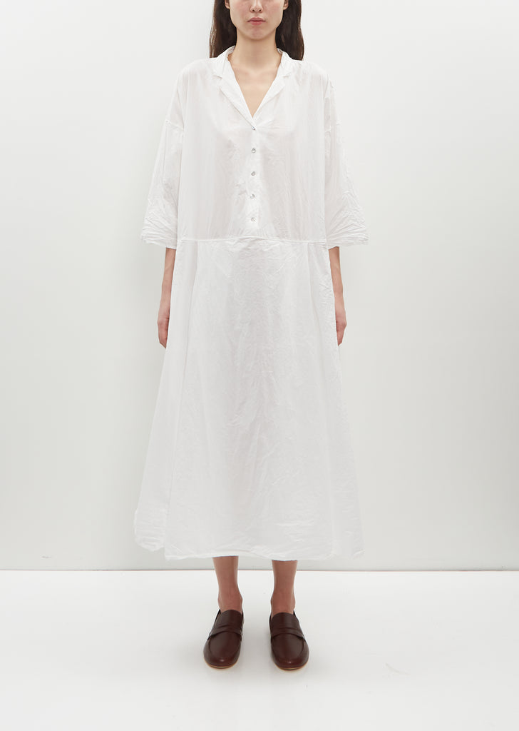 Tailored Collar Tissue Cotton Dress — Milk