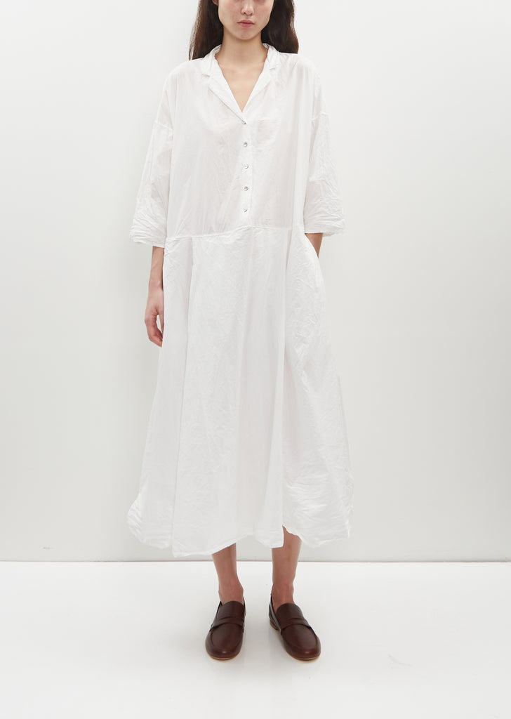Tailored Collar Tissue Cotton Dress — Milk