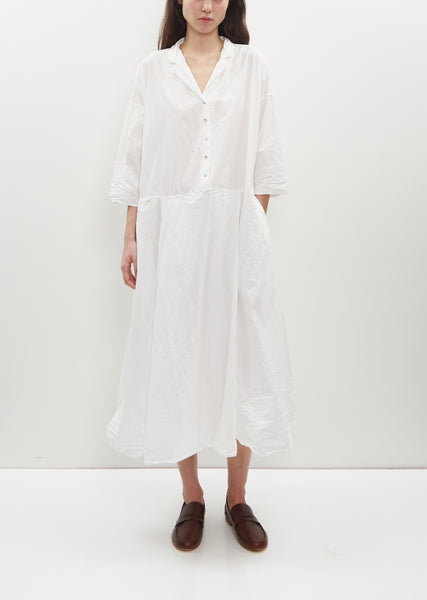 Tailored Collar Tissue Cotton Dress — Milk