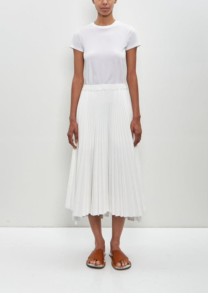 Cotton Blend Pleated Midi Skirt