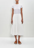 Cotton Blend Pleated Midi Skirt