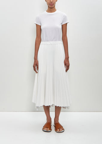 Cotton Blend Pleated Midi Skirt