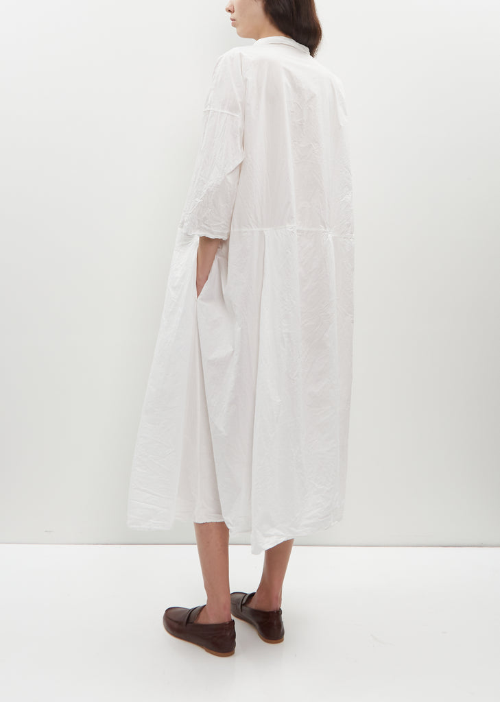 Tailored Collar Tissue Cotton Dress — Milk