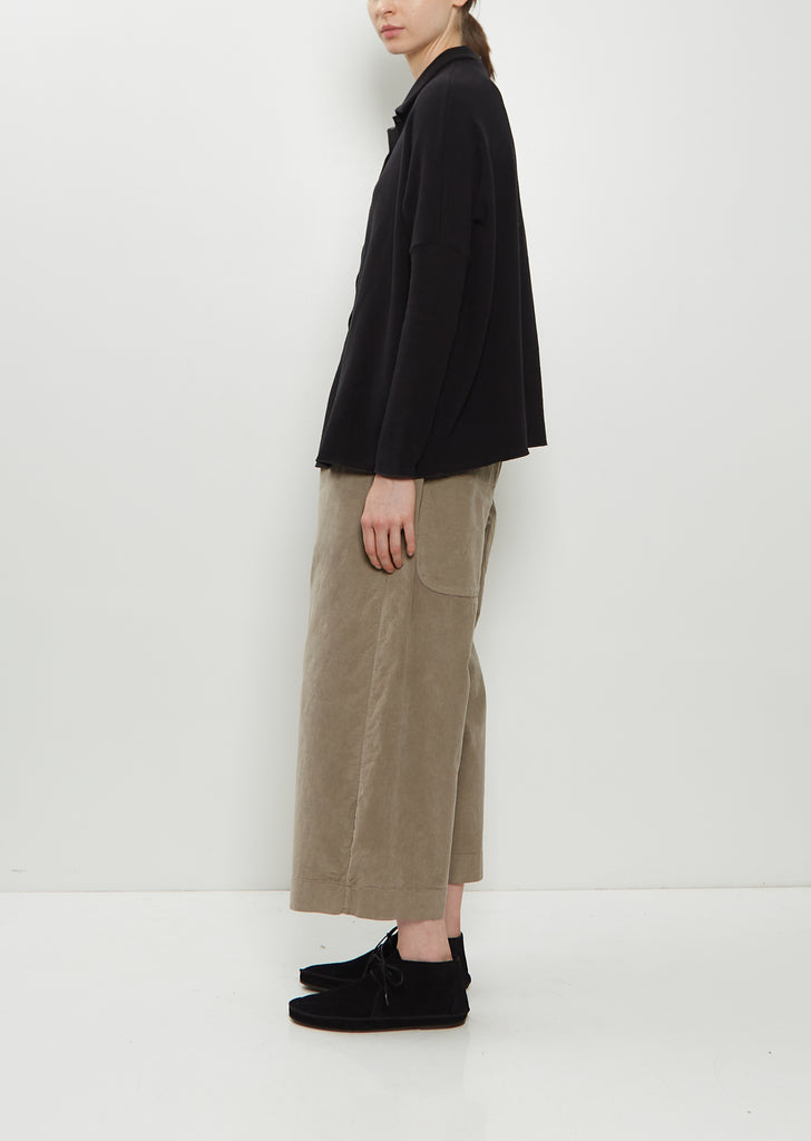Heavy Jersey Polo Top — Black
