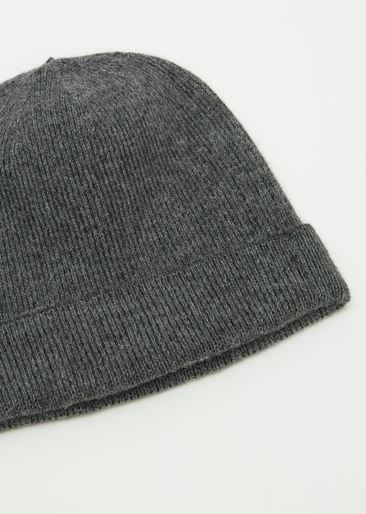 Wool-Alpaca Globe Knit Beanie — Grey/Black