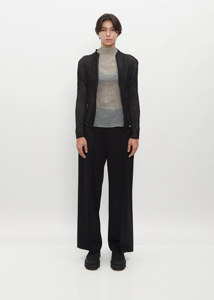 ⭐️イッセイミヤシフォンツイストジャケット黒極美品⭐️ Zip Chiffon Twist Shirt – La Garçonne