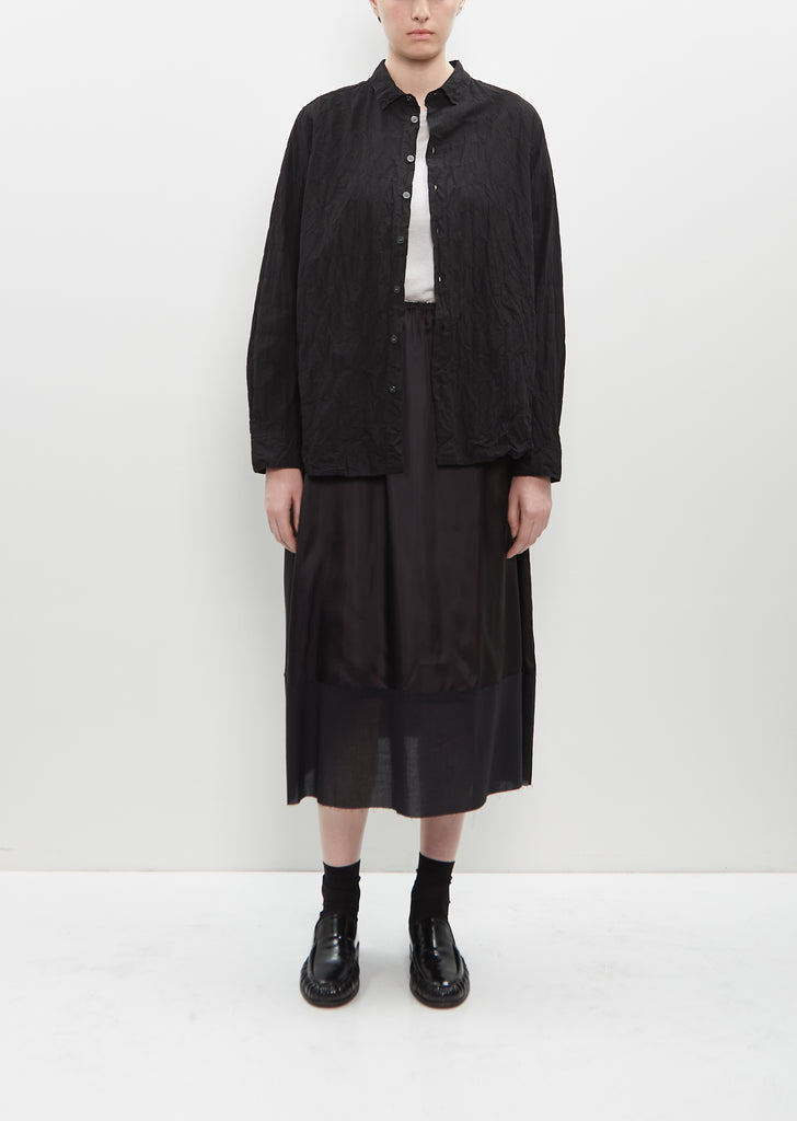 Classic Crinkle Cotton Blouse — Black