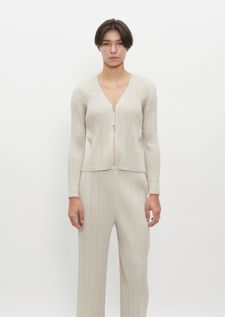 Pleated Zip Cardigan