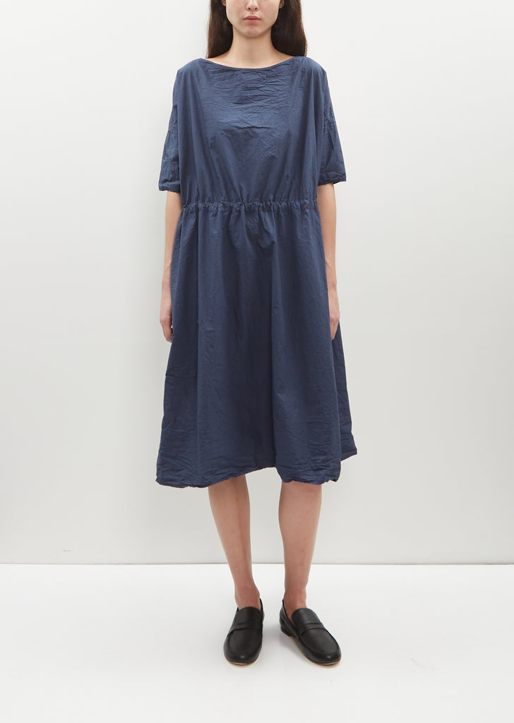 Oversized Tissue Cotton Dress — Navy