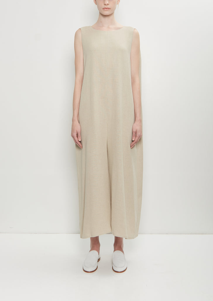 Linen Cropped Jumpsuit — Natural