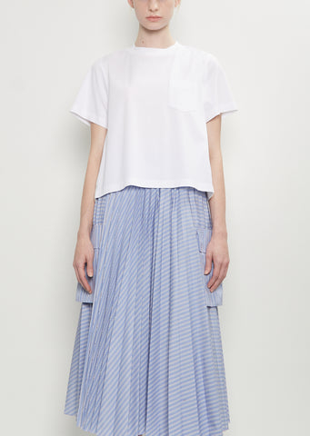 Nylon Twill x Cotton Jersey T-Shirt — White